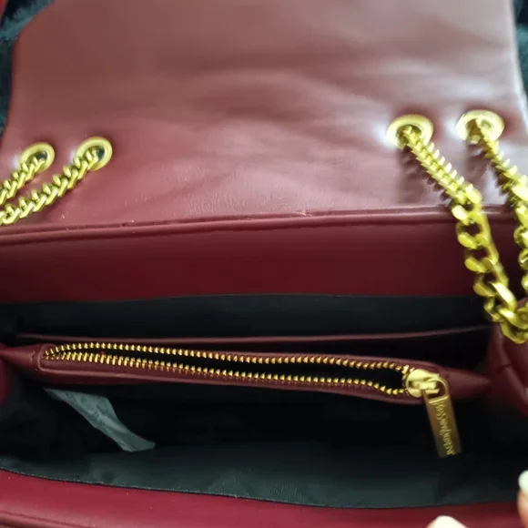 Leather Quilted Monogram Small  NEW BURGAndy Firm Last Offer As Is - Picture 3 of 8